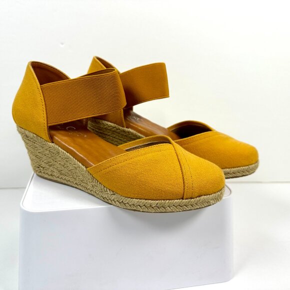 Mr. Cat Mustard Espadrille Wedge Sandals | Women’s Size 6 | Closed Toe + Cushion - Picture 9 of 13